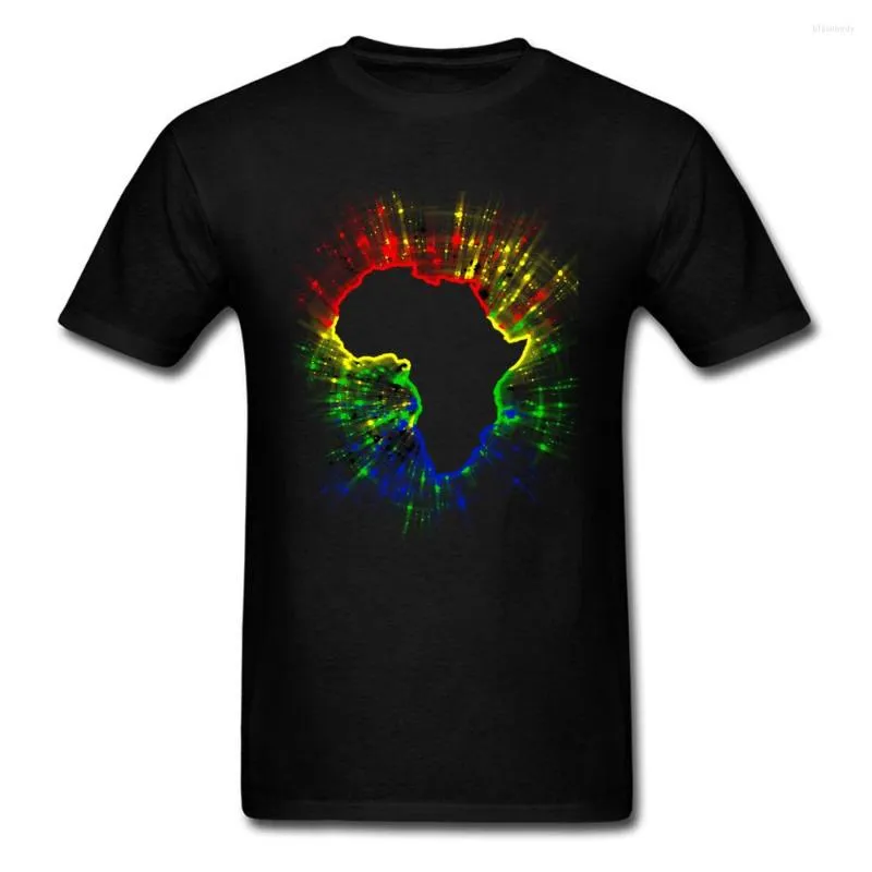 Heren t shirts pure katoenen mannen t-shirt short mouw Africa continent vlag t-shirts casual tops shirt 2023 korting groep o-neck zwarte tees