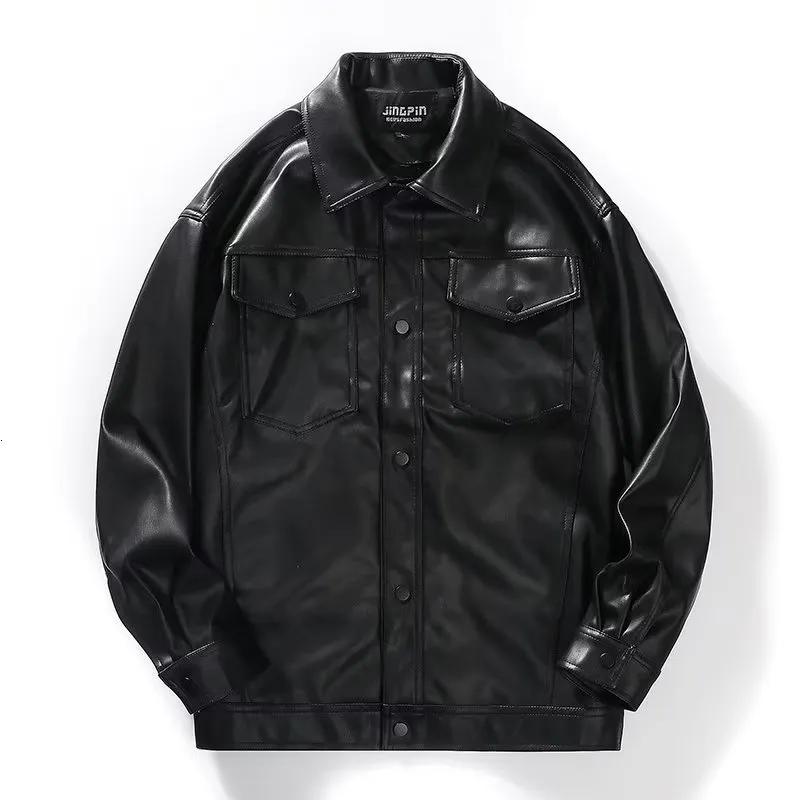 Skórzana kurtka męska Faux Pu Mężczyźni czarny miękki motocykl motocyklowy płaszcze Mężczyzna Bomber Pockets Ubrania 230328