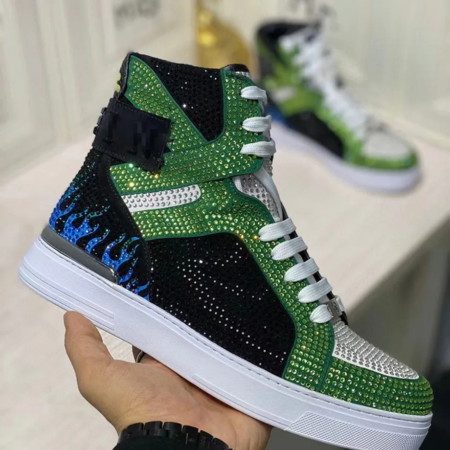 2023 NoW High Tube Greenune Glitter Boots Para gruba dna Kobiety Mężczyzn Buty metalowa czaszka nnkle buty 54954