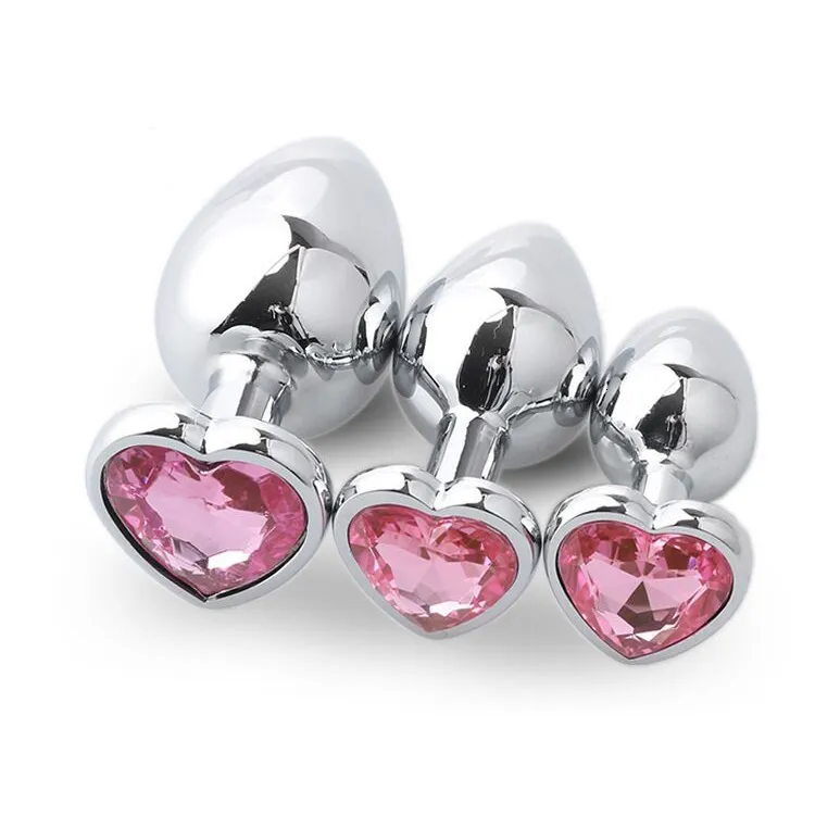 Zestaw 3 metalowych silikonowych diamentowych zatyczek analnych z seks-zabawkami dla kobiet i mężczyzn, par i dorosłych._voghion.com