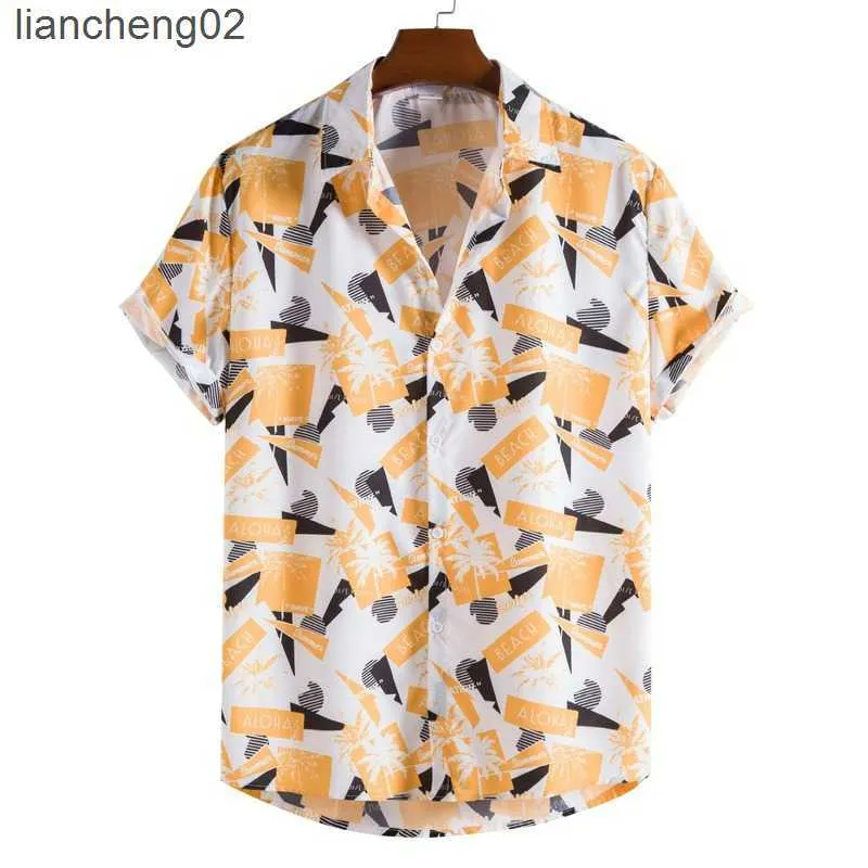 Herren Freizeithemden Meistverkauftes Produkt Im Sommer 2022 neue Herrenmode Trend bedrucktes Kurzarmhemd lässiges Revers Camisas Para Hombre W0328