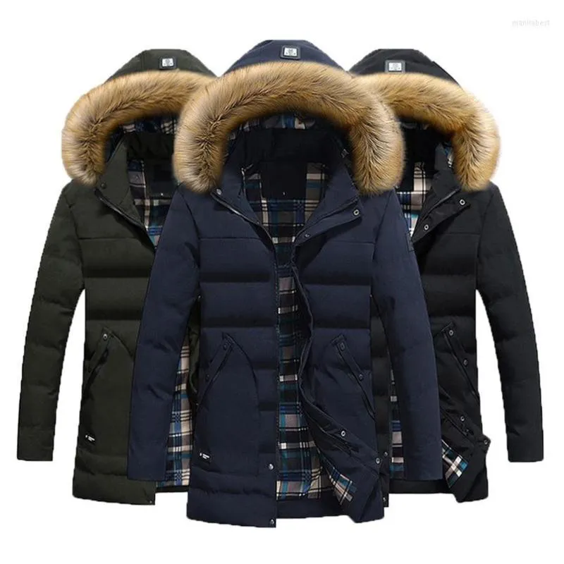 Men's Down Winter Men Jacket Casual Coats Autumn Pure Color Pocket Open A Hat Zipper Hooded Top Coat Male Clothing F#O11