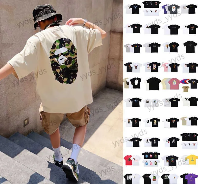 Men's T-Shirts INS Super Fire Short Sleeve T-shirt Camo Ape Head Print Loose Couple Premium Westernized Versatile T230328