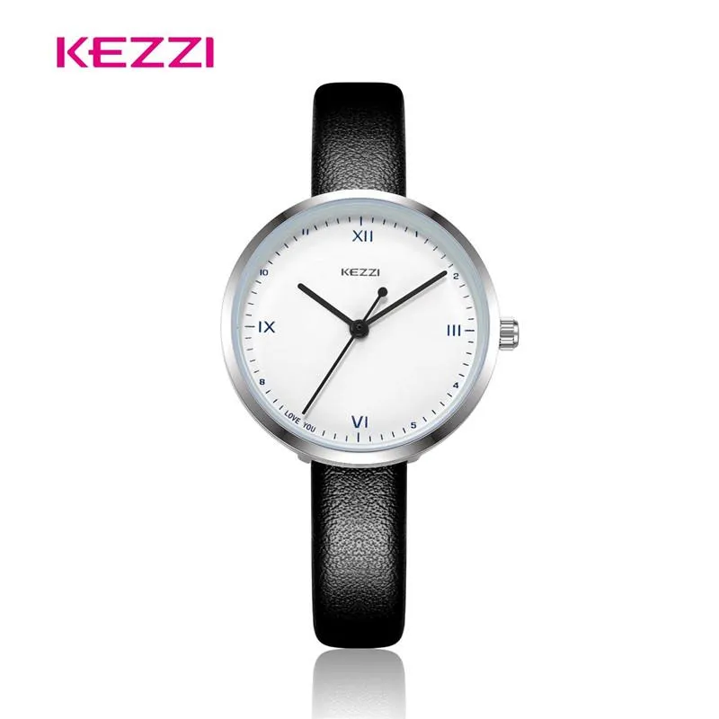 손목 시계 Kezzi 커플 시계 방수 패션 간단한 여자 시계 클래식 블랙 가죽 애호가의 시계 Nuevo Reloj de 2023 K-1948