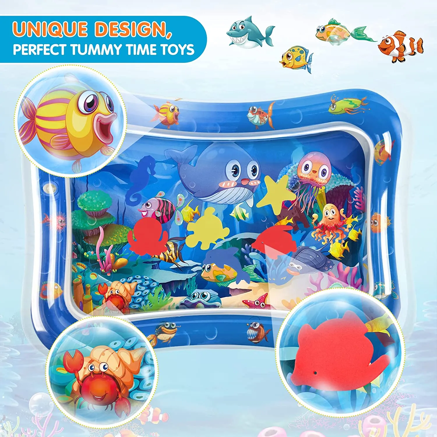 Infinno IItabl Tummy Tim Prmium Watr Play Mat Infants 및 Toddlrs Baby Toys 3 ~ 24 개월 동안, 아기의 근육을 strngthn