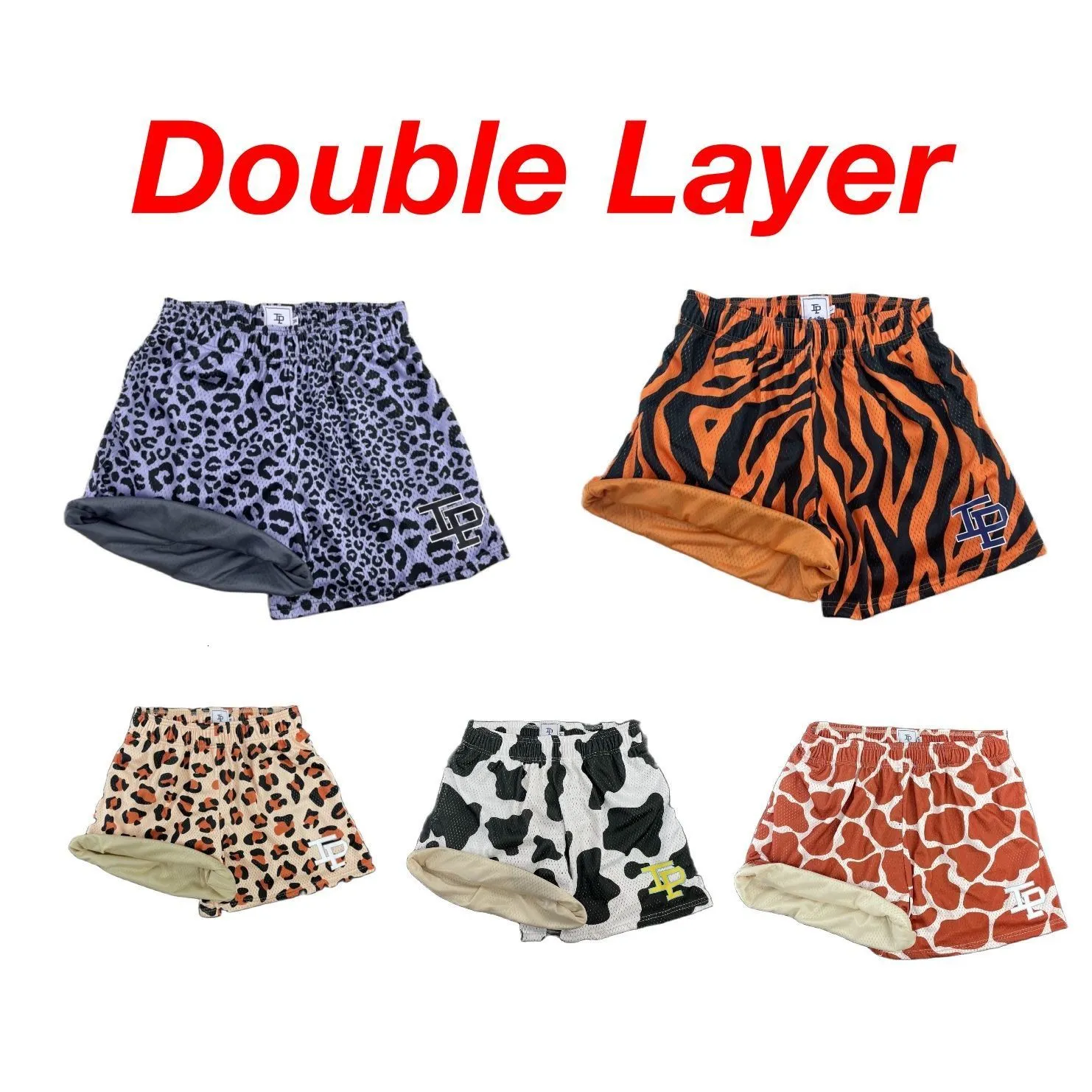 Men's Shorts Inaka Double Mesh Shorts 2 in 1 Deck Men Women Classic GYM Mesh Shorts Inaka Shorts Animal Print With Liner 230328