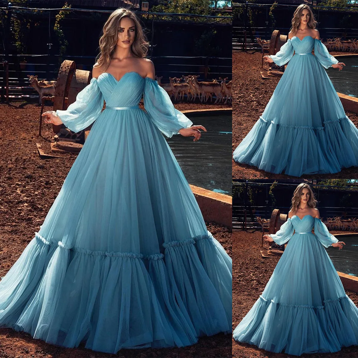 Abiti da ballo eleganti Abiti da ballo Sweetheart con spalle scoperte Cintura in tulle Cerniera Pieghe senza schienale Lunghezza del pavimento Taglie forti Abito da festa su misura Vestido De Noite