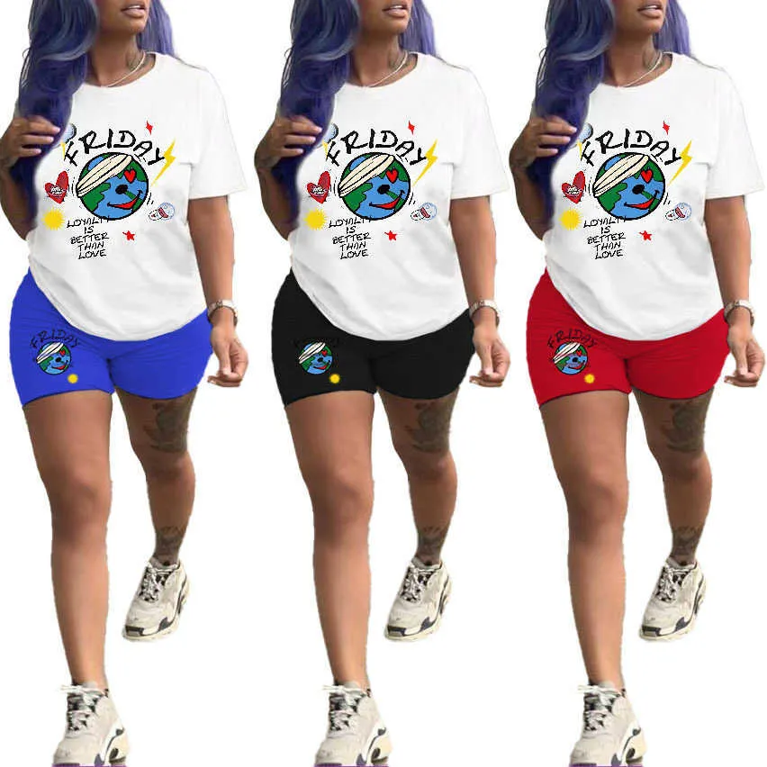 Deisgner dames tracksuits 2023 zomer casual tweedelig sets afgedrukte korte mouw t-shirt en shorts 2-delige outfits atletische slijtage plus size 3xl 4xl 5xl