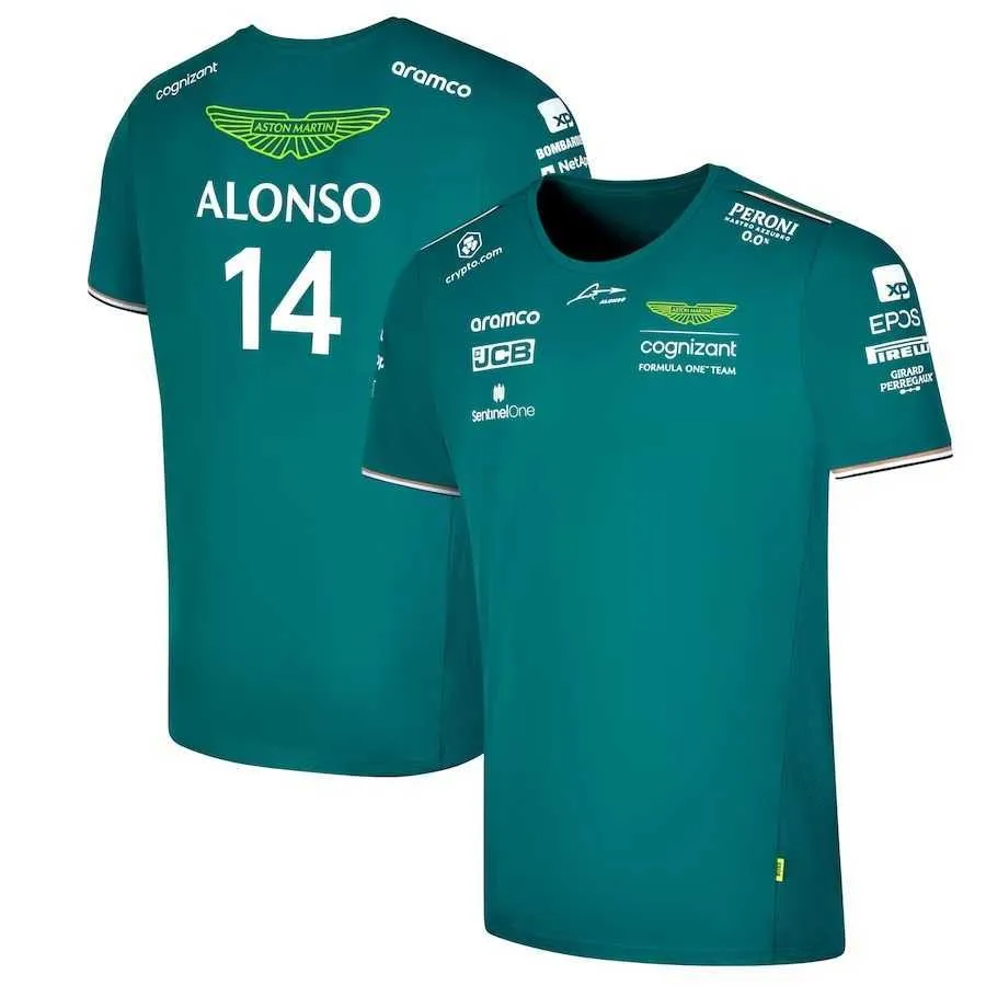 Męskie koszulki 2023 popularne Aston Martin f1 tshirt Fernando Alonso forla One Racing Design Crewneshirt Wysoka jakość Cloing Z0328