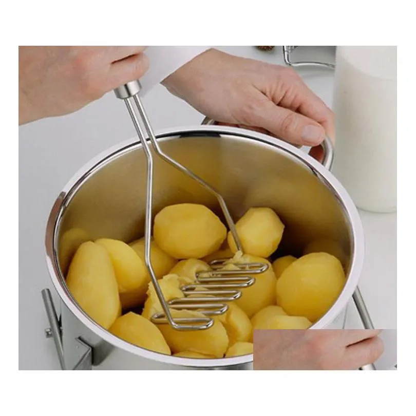 Other Kitchen Tools Stainless Steel Wave Shape Potato Masher Tool Wonderf Gb726 Drop Delivery 202 Dhqgv