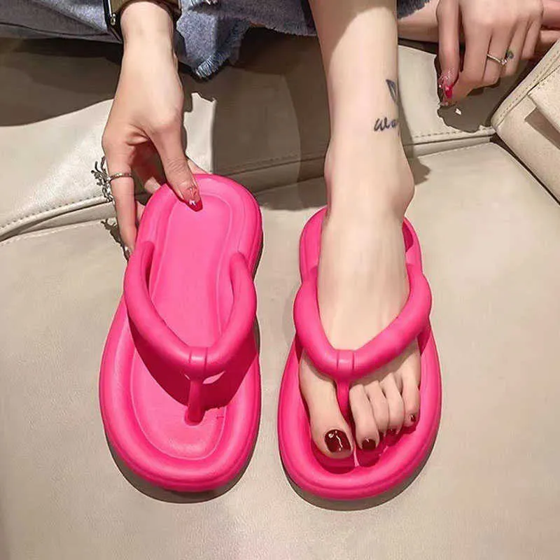 النعال المريحة ثونغ Flip Flops Women Cloud Slippers Summer Shoes 2023 Memory Foam Pillow Slides Orthopedic Clip Toe Sandals Palk Beach Z0328