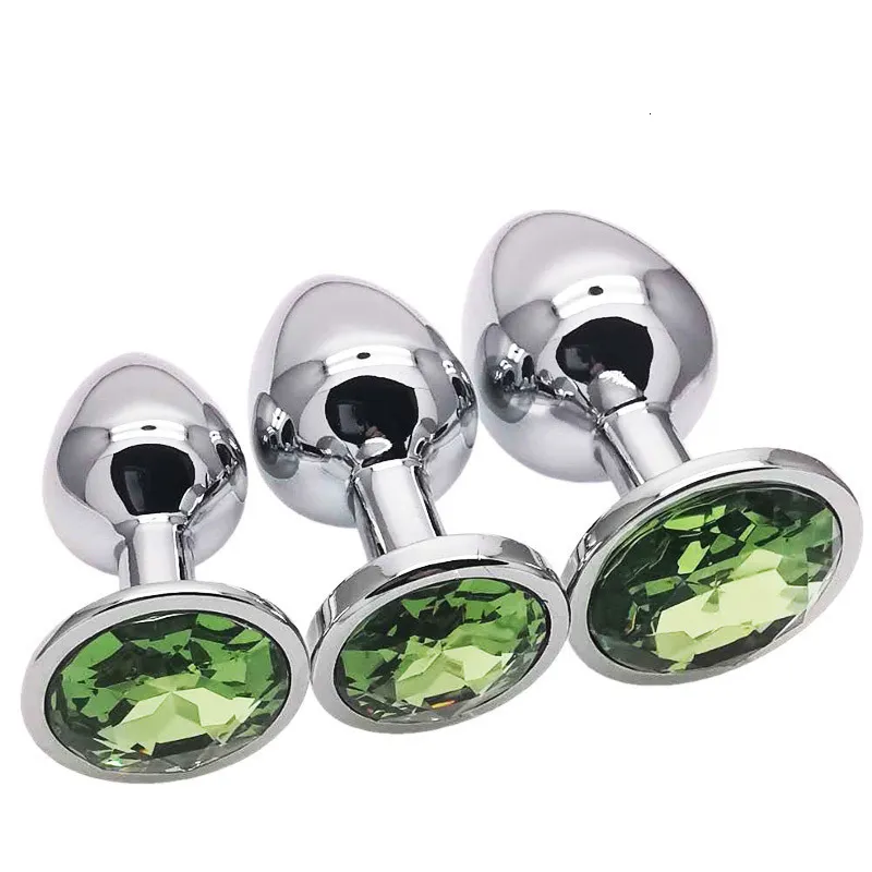 Zestaw 3 metalowych silikonowych diamentowych zatyczek analnych z seks-zabawkami dla kobiet i mężczyzn, par i dorosłych._voghion.com