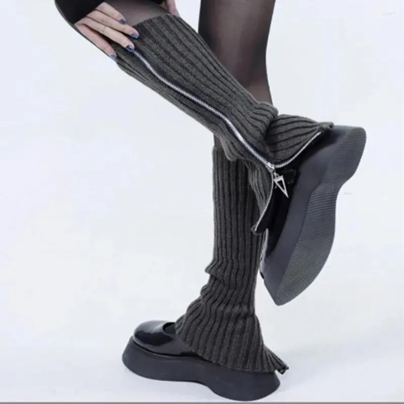 Women Socks Ladies Winter Sticked Zipper Boot Cuffs Trim Toppers Candy Colors ST043