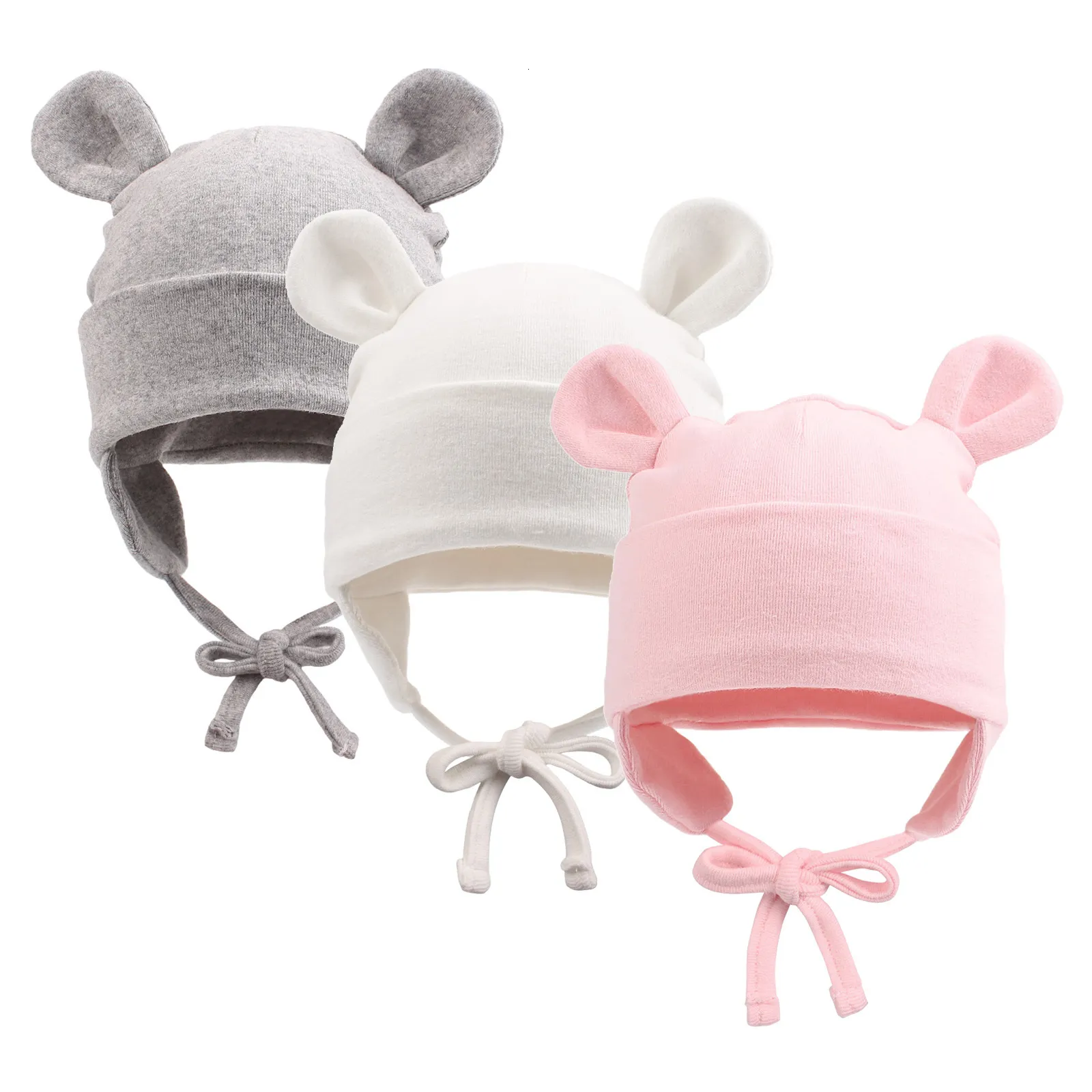 Casquettes Chapeaux Printemps Automne né Coton Chapeau Infantile Garçons Filles Bonnet Bonnet Mignon Ours Bonnet Chapeau Pour Bébé Oreillette Babi Cap Doux 230328