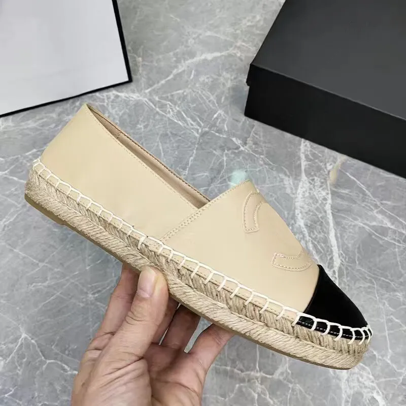 2023 مصمم أحذية فاخرة أعلى أزياء الدنيم Sapatos قماشية القش الصياد كعب مسطح حذاء كسول Zapatos Mujer عارضة الكرتون الكتان قناة c-c35-41