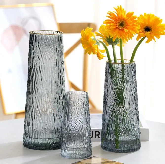 Glass Vase Living Room Dried Flowers Nordic Ins Style Glass Transparent Dill Home Decoration Accessories Flower Vases For Homes