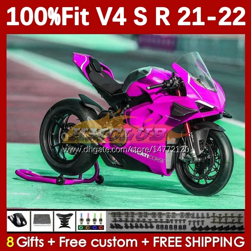 Motocykl do Ducati Street Fighter Panigale V4S V4R V 4 V4 S R 21 22 2021 2022 Body 167NO.75 V-4S V4-R V-4R V4-S 2018-2022 Funkcjonowanie wtryskowe Fairing Fairing Różowy błyszczący