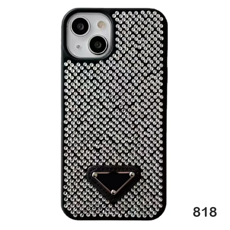 Luxury Triangle P Cell Phone Cases for iPhone 14 14plus 14pro 13 13pro 12 Pro Max 11 Clear Glitter Rhine Stone Case Bling Shiney Cover iPhone14 818D