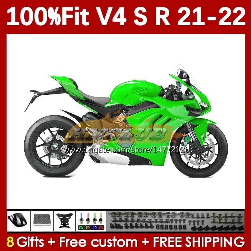 Motorcykelgröna lagerförvaltningar för Ducati Street Fighter Panigale V4S V4R V 4 V4 S R 2018-2022 BODY 167NO.62 V-4S V-4R V4-S V4-R 21 22 2021 2022 Injektion Gjutning av kroppsarbete