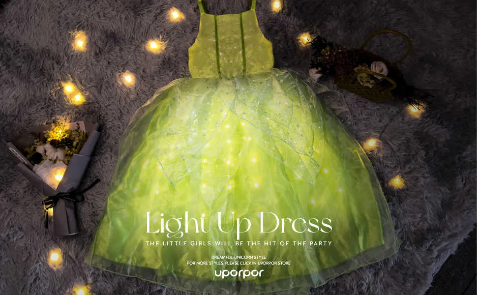 Uporpor-Robe Princesse Lolita pour Fille, Robe de Bal Lumineuse