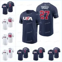 USA 2023 World Baseball Classic WBC T-Shirt 27 Mike Trout Mookie Betts Kyle Schwarber Trea Turner Nolan Arenado Tim Anderson Kyle Tucker Pau