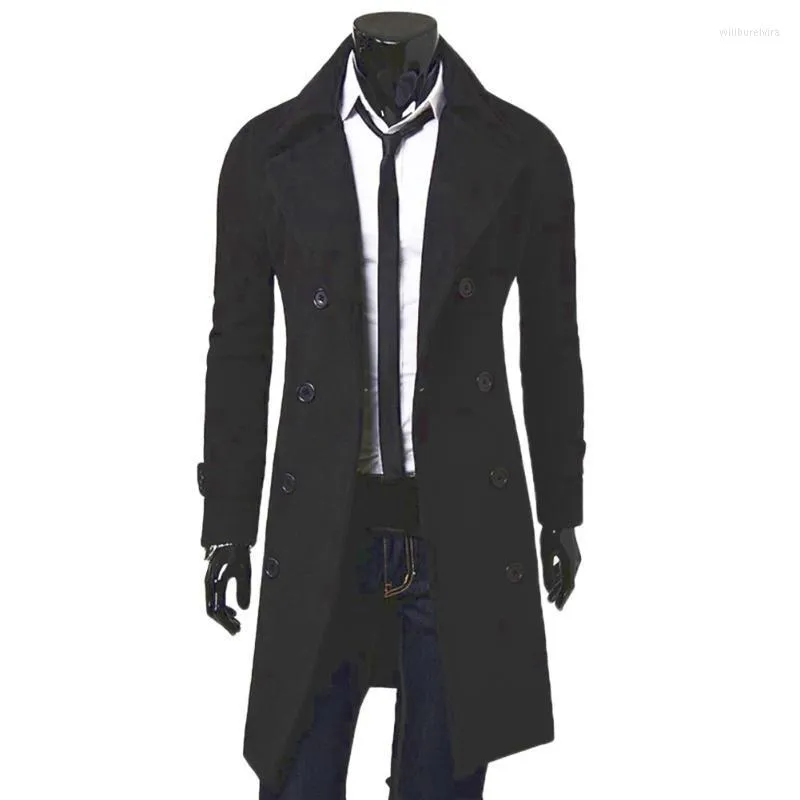 Herenwol blends herfst winter mode heren jassen casual zakelijke trench jas overjas mannelijke mengsel jassen wil2222
