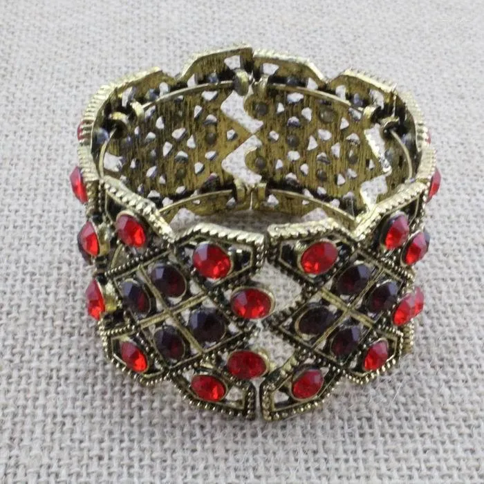 Bangle Fashion Glass Crystal Bead Sexy Bangles Antique Flower Vintage Gold Color Metal Bracelet для женщин