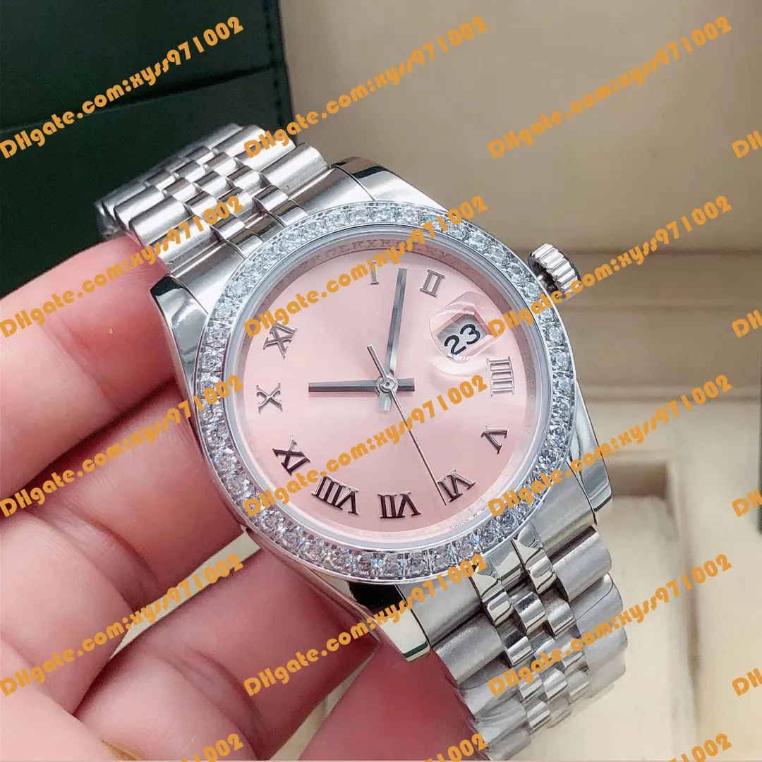 Best-seller Montre Femme 31mm Rose Cadran Romain 278384 178274 Verre Saphir Asie 2813 Automatique Machines Montre Diamant Femme Acier Inoxydable Bracelet Argent