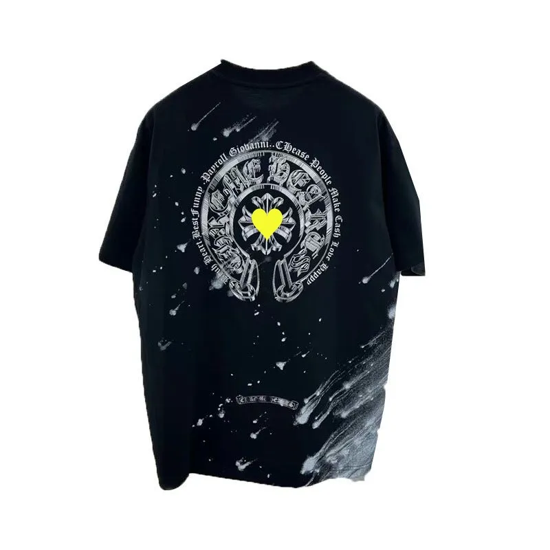 Designer Man T Shirt Chrome Letni koszulki serce Tshirt Kobiet Tee CH wydruki nadmierne oddychanie swobodne koszulki Hip Hop Chrome Hearts 2024