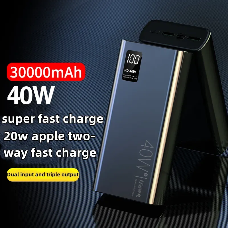 Portable 30000mAh Power Bank With LED Mirror Back For Mobile