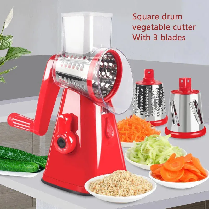 Fruktgrönsaksverktyg Manual Rotary Cheese Grater For Vegetable Cutter Potato Slicer Mandoline Multifunktionell Vegetabilisk Chopper Kök Tillbehör 230328