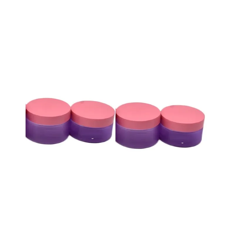 Coperchio in plastica rosa Bottiglia riutilizzabile in plastica Gelo opaco Vasi in PET viola Contenitore imballaggio cosmetico portatile Vasi crema gli occhi vuoti 100 ml 120 ml 150 ml 200 ml 250 ml