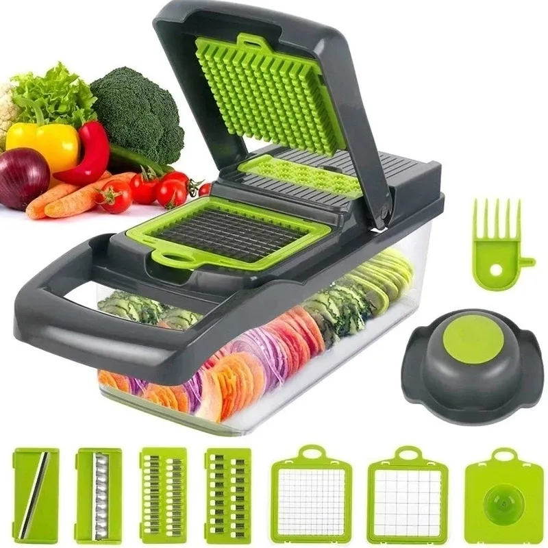 Utensili per frutta e verdura Tagliaverdure multifunzionale Affettatrice per frutta Grattugia Tritatutto Cestino di scarico Affettatrici 10 in 1 Gadget Accessori per la cucina 230328