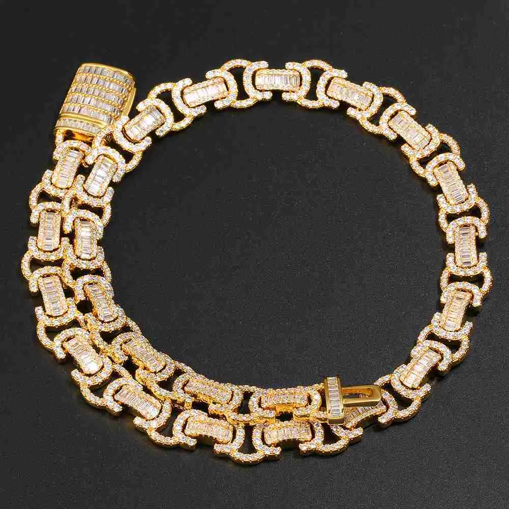 ens Frosted Hip Hop Chain Squared Links Gold Plated 15 x 30 Glitter
