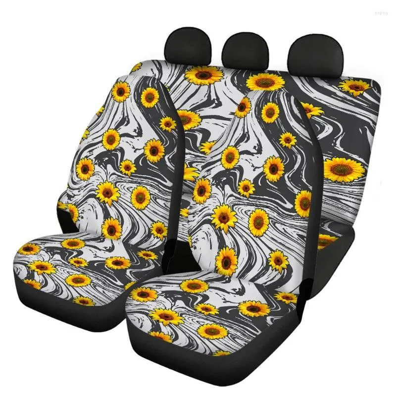 Housses de siège de voiture INSTANTARTS mode tournesol papillon motif confortable avant et arrière véhicule facile à nettoyer accessoires