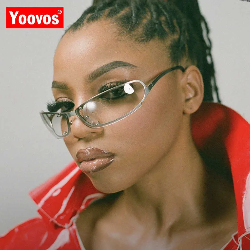 Yoovos Vintage Y2K Occhiali da sole Donna New Luxury Steampunk Occhiali con montatura grande Metallo Retro Lentes Outdoor Sport Gafas De Sol Goggle230328