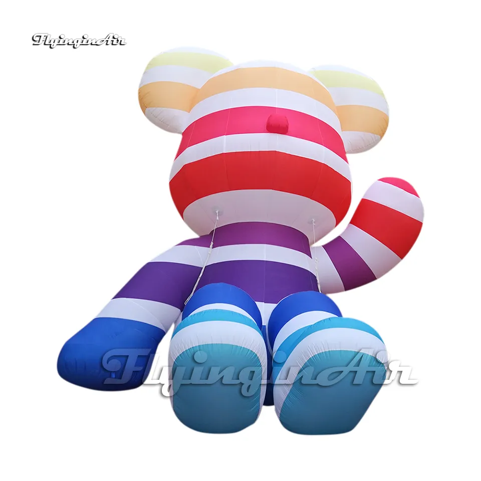 Artistic Giant Colorful Sitting Inflatable Bear Model Advertising Air Blow Up Cartoon Animal Balloon For Event