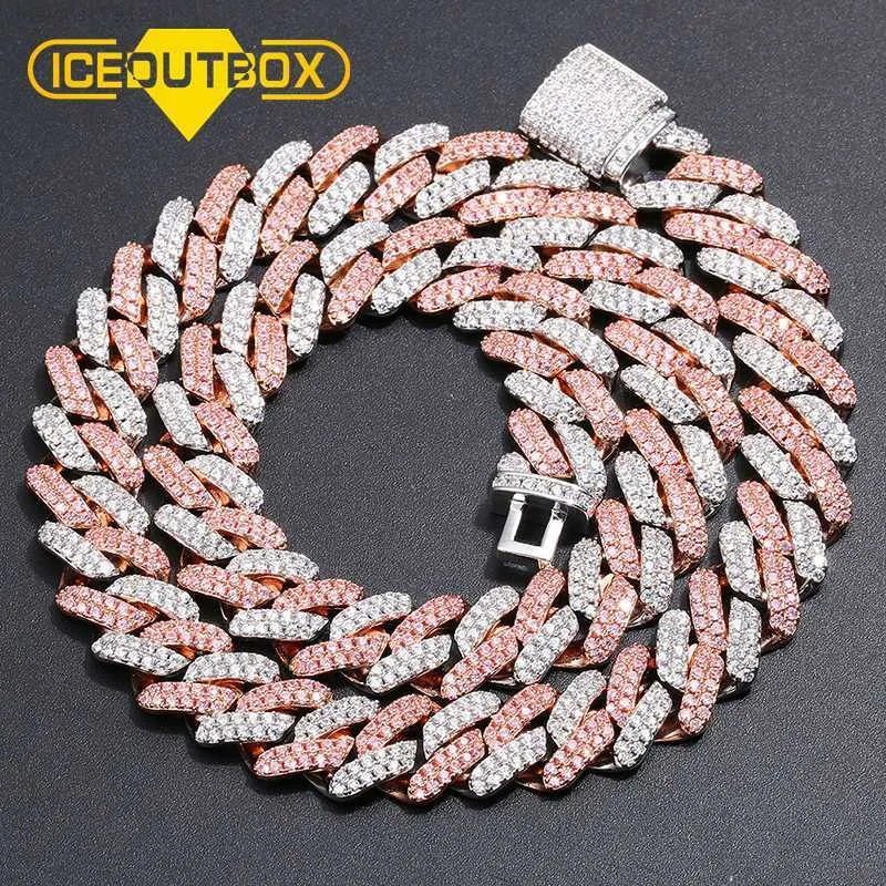 Ankunft Luxus Hip Hops 13mm Iced Out Bling Regenbogen Cz Kubanische Kette Halskette Hip Hop für Männer Schmuck Fabrikpreis