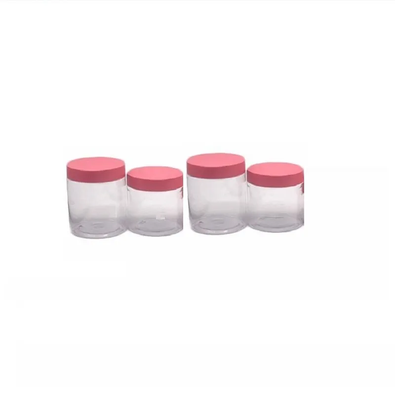 Bouteille de crème transparente pour animaux de compagnie, couvercle en plastique rose, pots vides pour crème pour les yeux, conteneur d'emballage cosmétique, pots rechargeables portables pour soins de la peau 50G 80G 100G 120G 150G 200G 250G