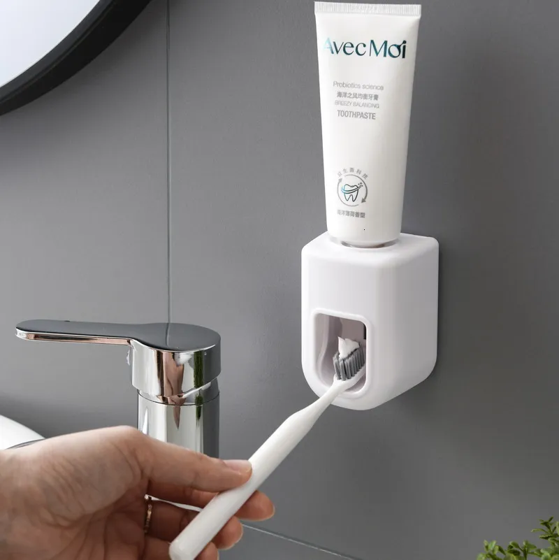 Wall Mounted Toothbrush Holder Set - Automatic Toothpaste Dispenser ...