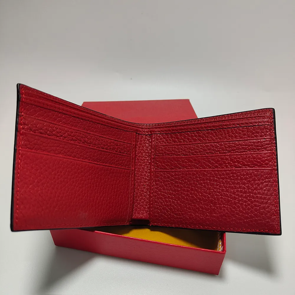 Moda homem carteira vermelha bolso fino titular do cartão titular de dinheiro portátil luxo dobrar moeda bolsa vem com caixa designer mini wallets288g