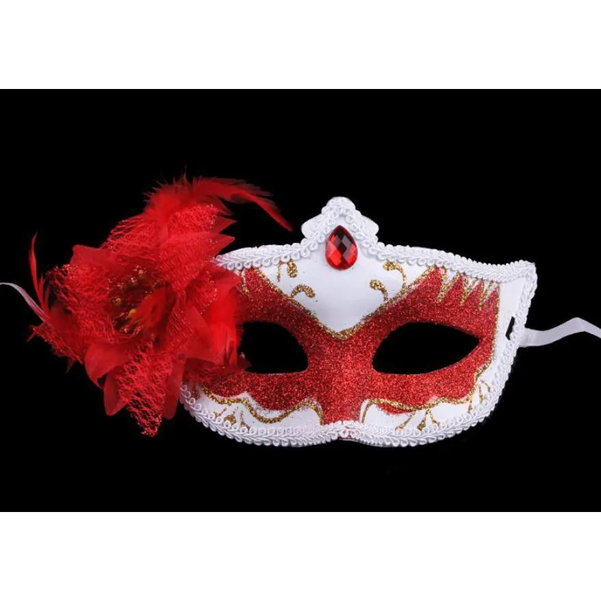 Party Masks Spray Painted Gold Flower Mask Feather Halloween Showmed Prop Lady Half Face GA332 Drop Delivery 202 DHA2B