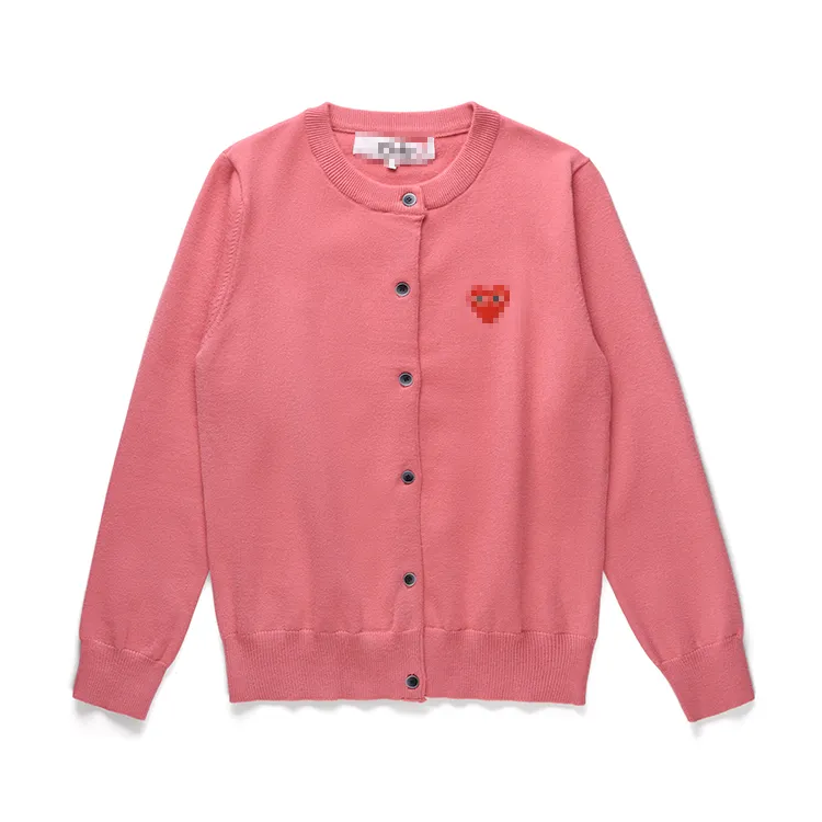 Maglioni da uomo firmati CDG Com Des Garcons Play Button Maglione da donna in lana rosa Cardigan girocollo Cuore rosso Taglia M