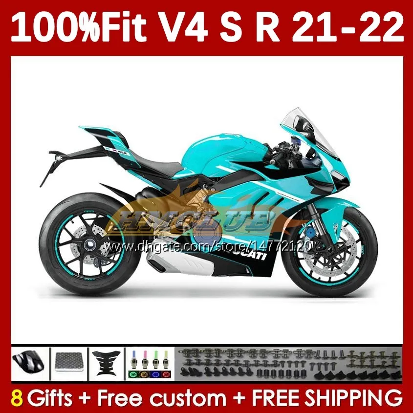 Motorfiets carrosserie voor Ducati Street Fighter Panigale V4S V4R V 4 V4 S R 21 22 2021 2022 Body 167No.80 V-4S V4-R V-4R V4-S 2018-2022 Spuitmolten Cyaan Zwart Cyaan Black