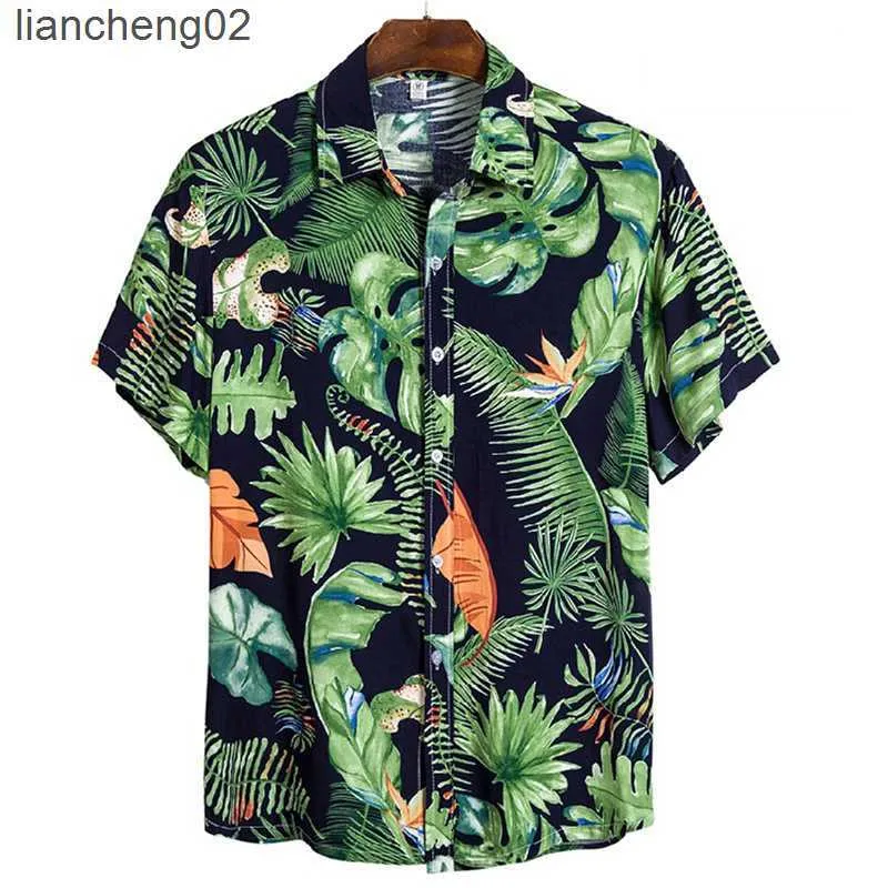 Mäns casual skjortor herr mode svart vita blommor skjortor casual knapp ner kort ärm hawaiian skjorta strand semester smal fit fest skjortor toppar w0328