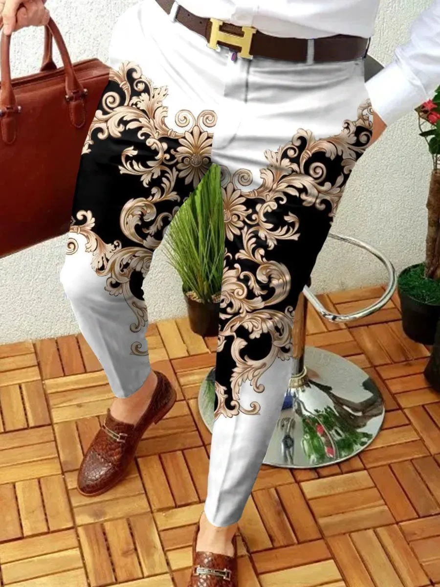 Męskie spodnie jesienne męskie Męki Koreańskie odzież uliczna Jogging Pencil Pants Mężczyzn Casual Ethnic Print Moders Vintage Joggers Long Spant Pantalon Homme 230327