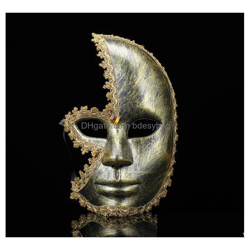 new lovely men burnished antique silver/gold venetian mardi gras masquerade party ball mask gb1021