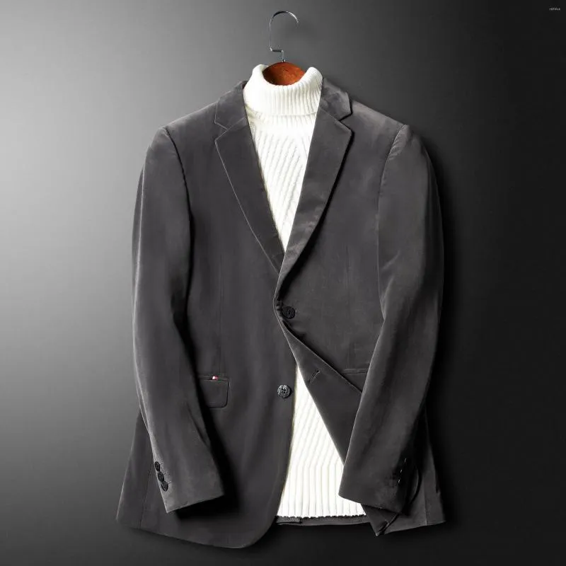Erkekler Gri Erkekler Kadife Siyah Blazer 2023 Sonbahar Vintage Ceket Pamuk Pamuk Günlük Katlar İş Erkek Ceketleri X4