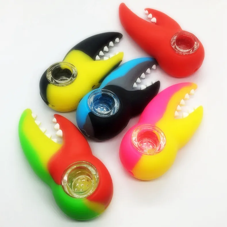 Colorful Silicone Lobster Clip Style Pipes Herb Tobacco Oil Rigs Glass Multihole Filter Bowl Portable Spoon Handpipes Smoking Cigarette Holder Tube DHL