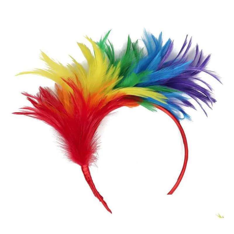 Inne świąteczne zapasy imprezy Halloween Prom Colorf Feather Paspband Hair Akcesoria Indian WY546 Drop DHR93